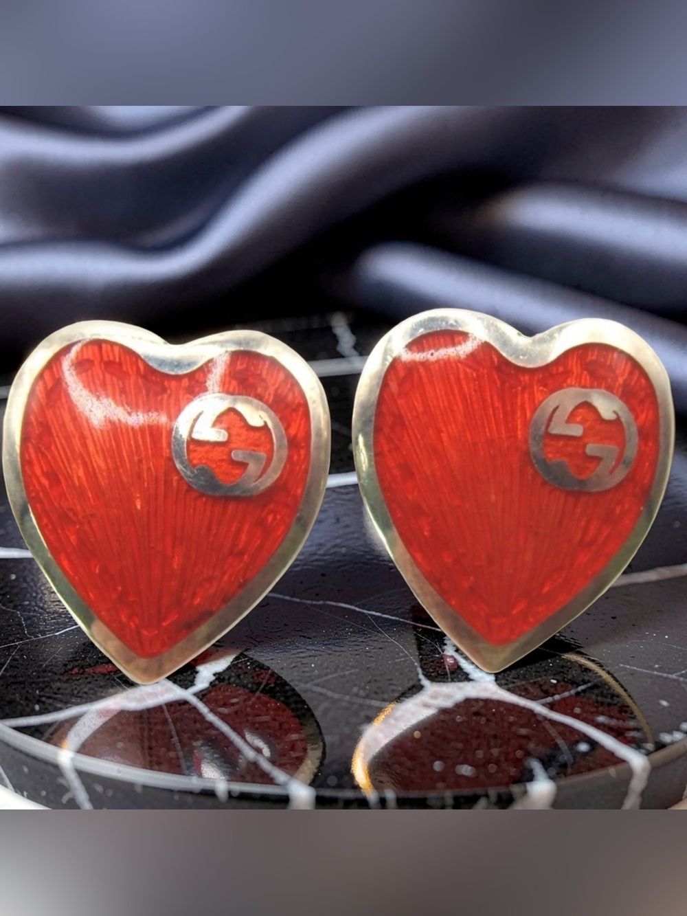 GUCCI Silver Ag925 Heart Stud Earrings ❤️